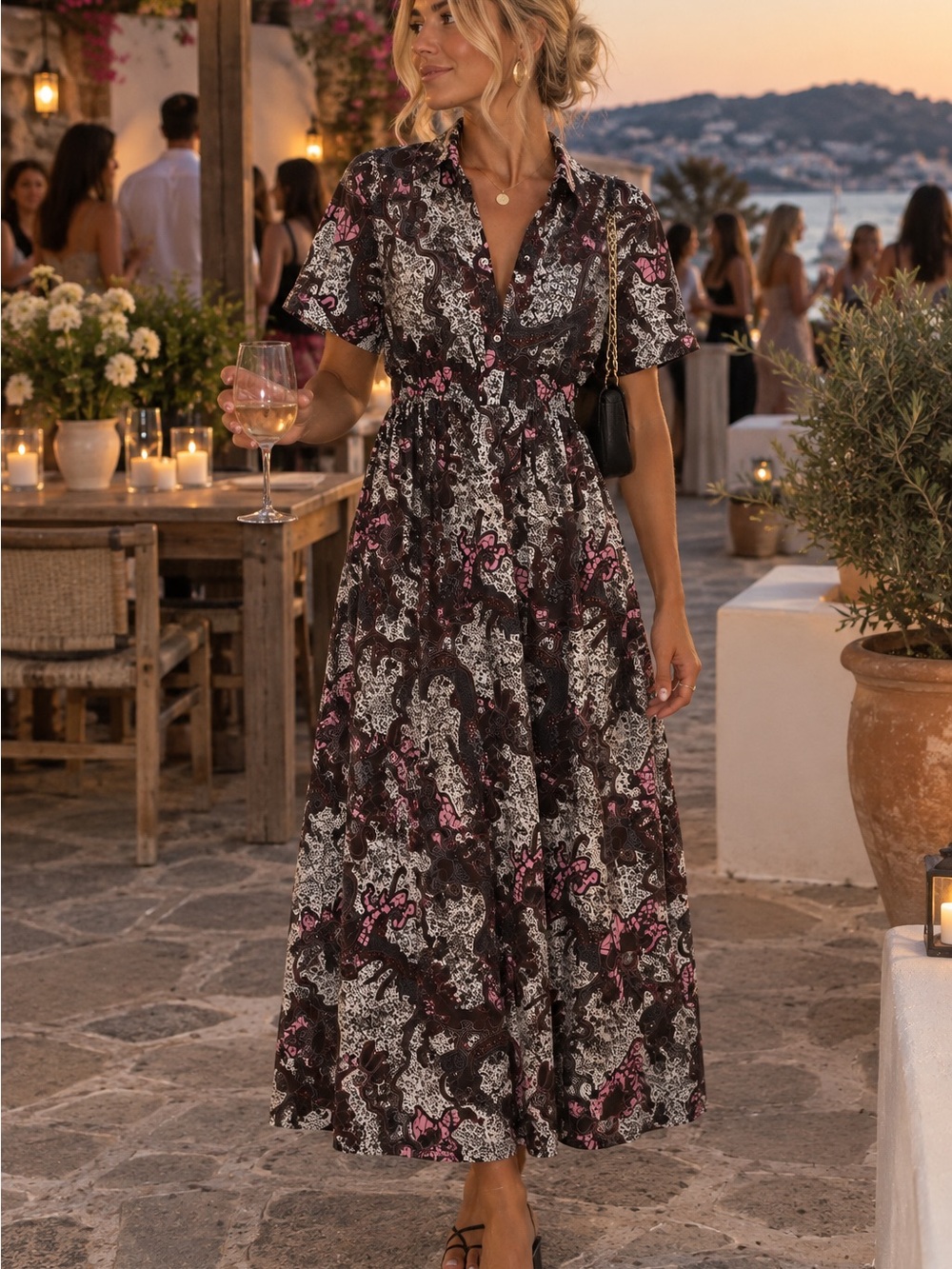 Joanne middi dress in Castillo Cleobella